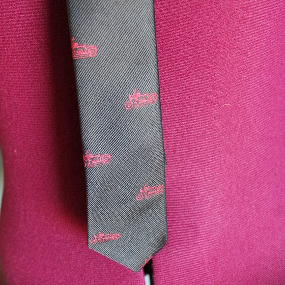 Black With Motorcycles Youth Clip-On Necktie 17" Length - Picture 3 of 5